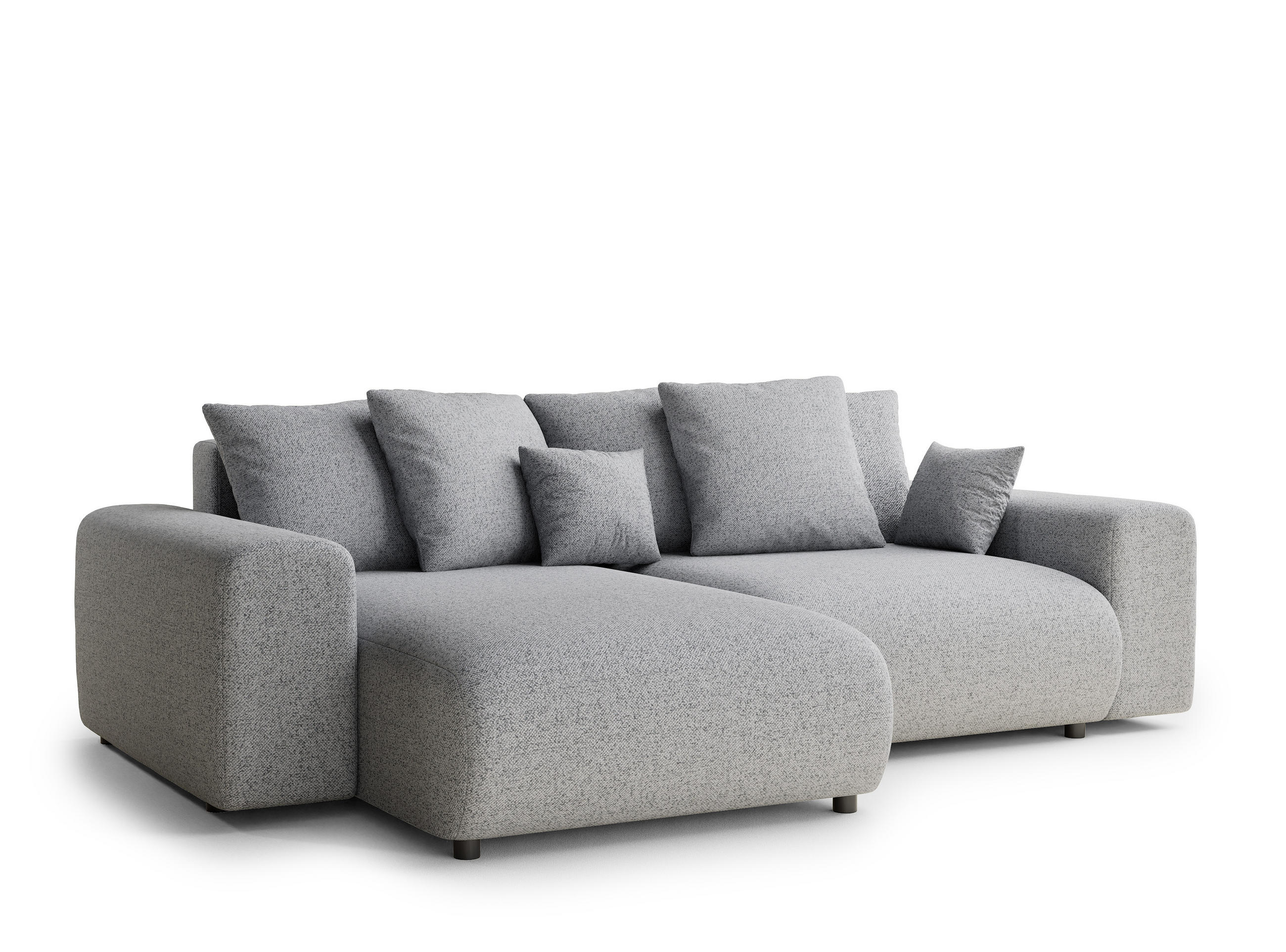 ECKSOFA MIT SCHLAFFUNKTION Solo Hellgrau Webstoff - Hellgrau/Schwarz, Holz/Holzwerkstoff (255/168cm) - Maison de Reve