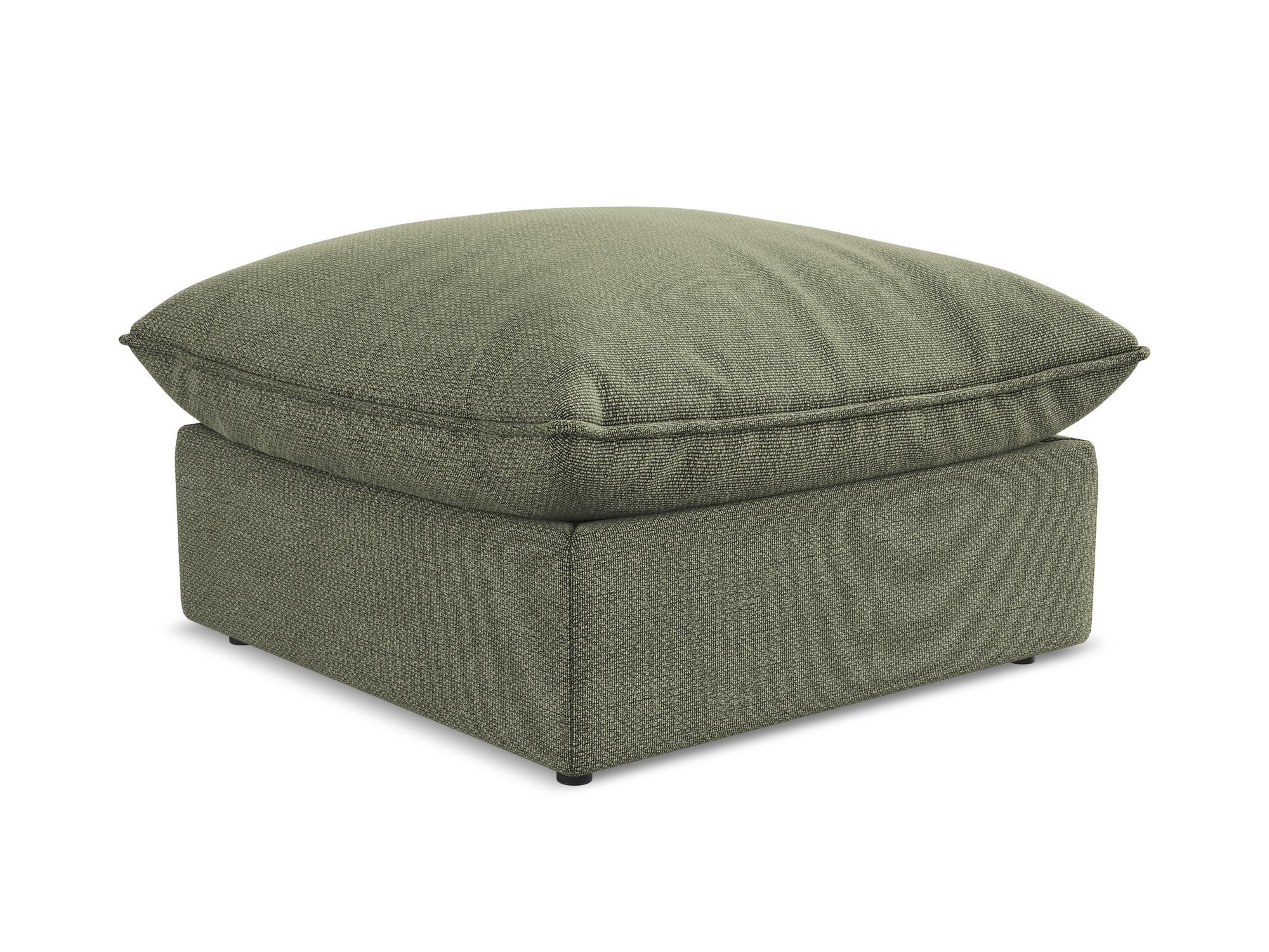POUF Bouclé Stoff Grün - Schwarz/Olivgrün, Holzwerkstoff/Kunststoff (75/45/75cm) - Makamii