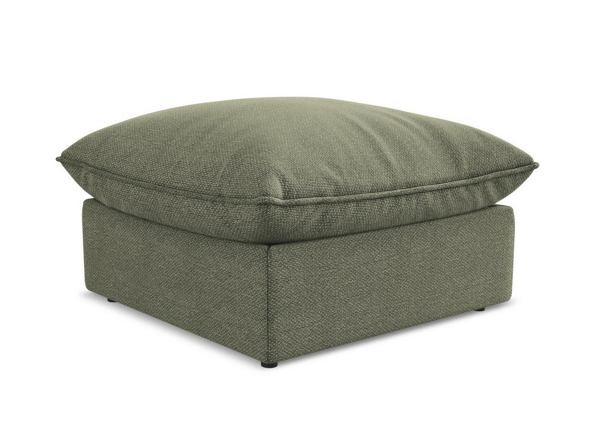 POUF Bouclé Stoff Grün - Schwarz/Olivgrün, Holzwerkstoff/Kunststoff (75/45/75cm) - Makamii