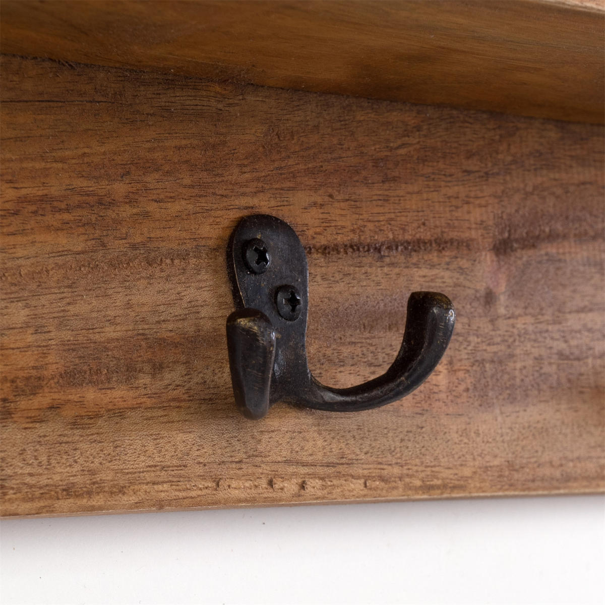 WANDGARDEROBE VINTAGE 70 Recyclingholz massiv, 4 Doppelhaken, 4 Fächer, Ablage 08 honigfarben gewachst - Honig, Holz (70/27/11cm) - DESIGN DELIGHTS