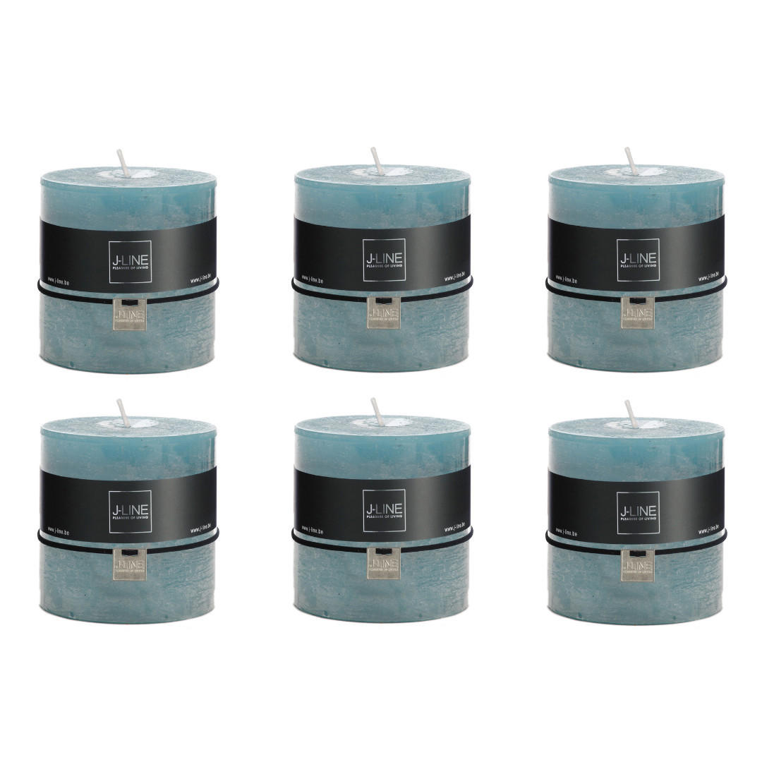 DUFTKERZE ZART - Blau - 64 Std. - 6er set - Blau, Paraffin (10/10cm) - J-Line
