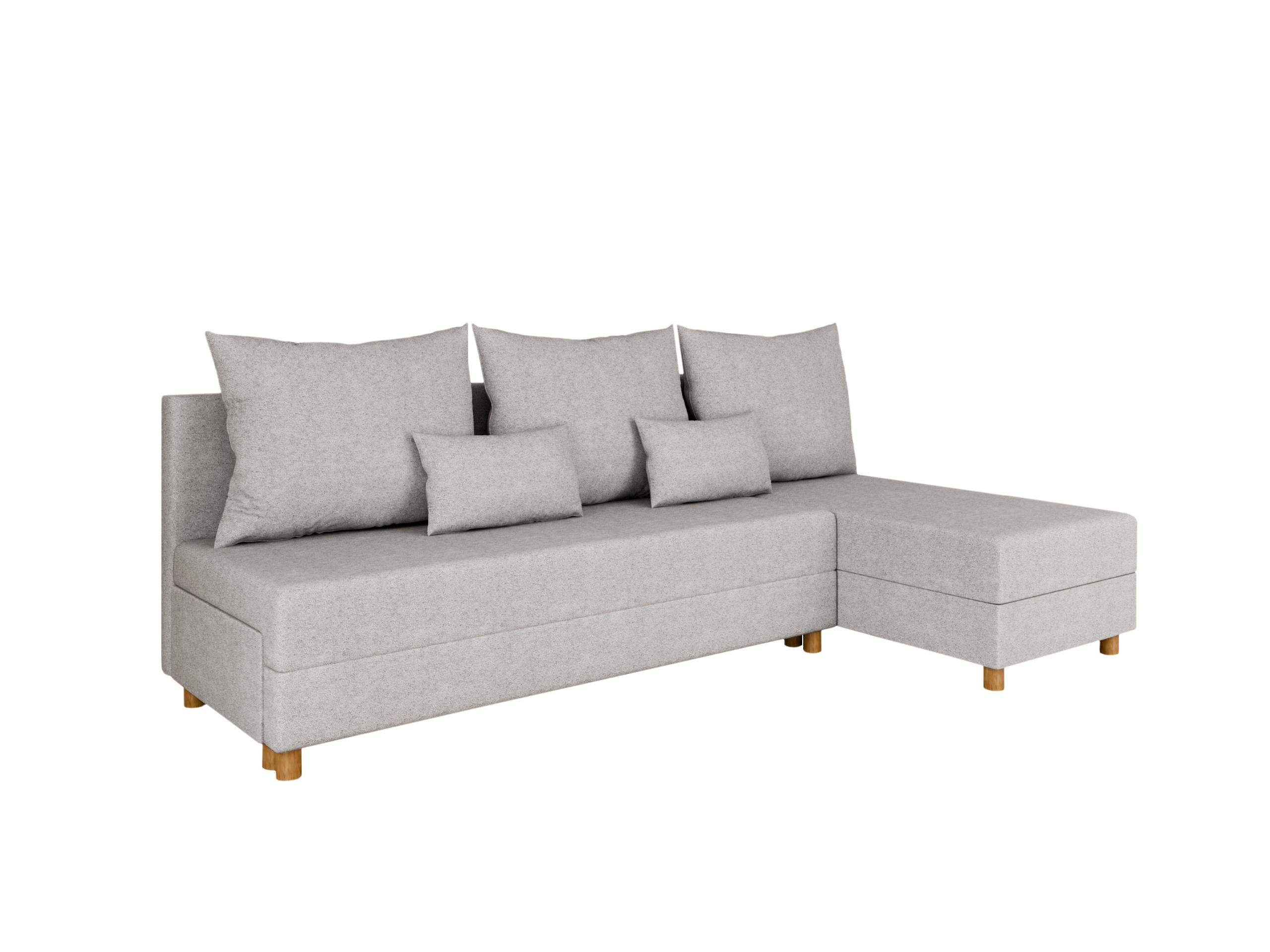 ECKSOFA Lellice L-Form - links oder rechts montierbar, hellgrau - Hellgrau, Holz (214/122cm) - Panda Möbel