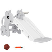 KINDERRUTSCHE 3-in-1 und Basketballkorb Grau - Grau, Kunststoff (51.5/52/106cm) - Korfee