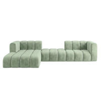 ECKSOFA Modulares In L-Form, Velvet-Stoff Riviera, Mintz, Links, GRAND 319 cm - Mintgrün, Holz (319/175cm) - Kaiser Möbel