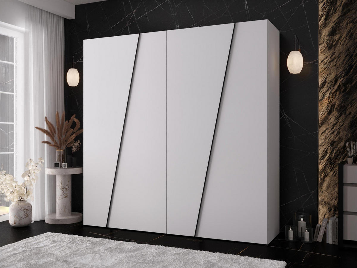 DREHTÜRENSCHRANK Zen 200 cm - Schwarz/Weiß, Holzwerkstoff/Kunststoff (200/202/50cm) - MIRJAN24