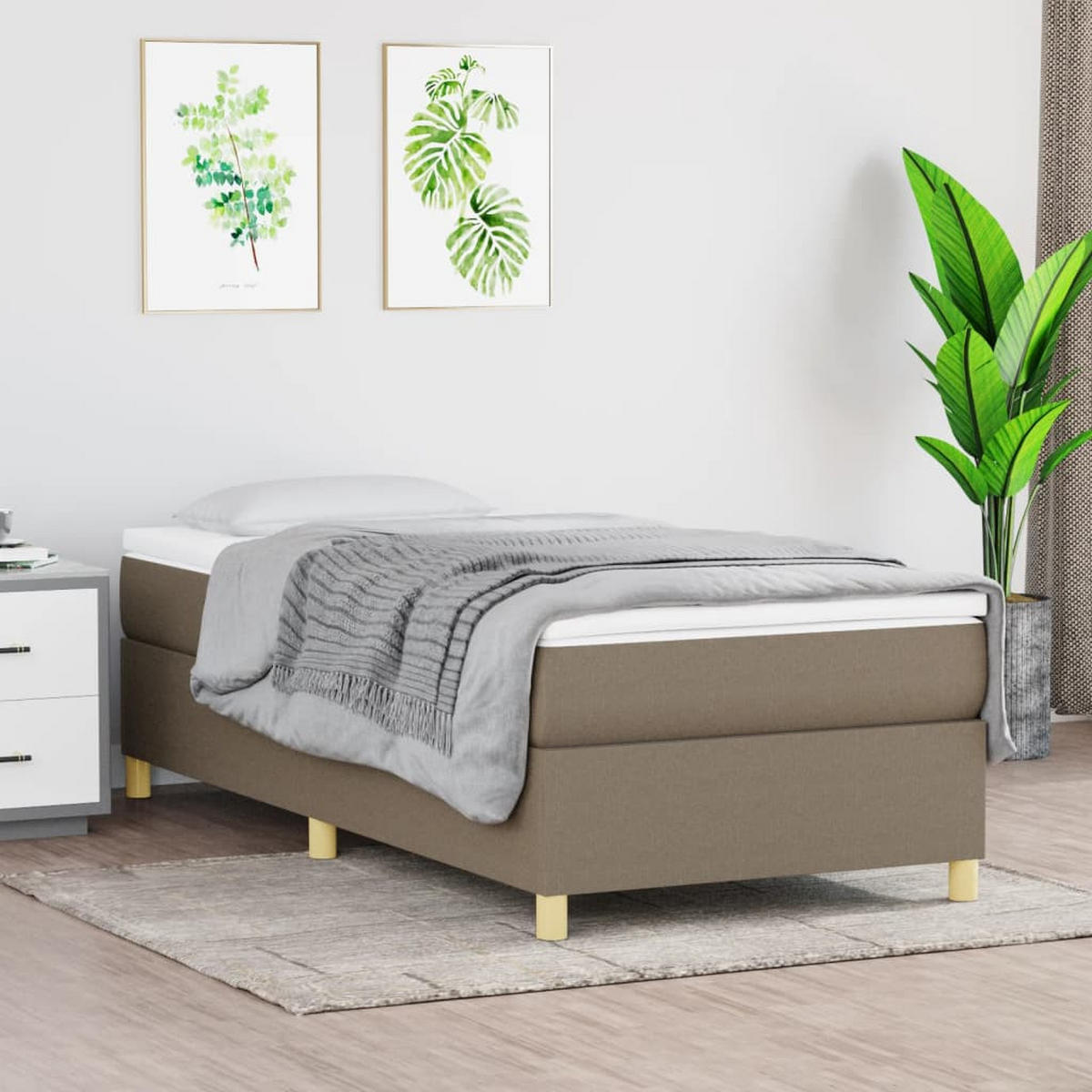 BETTGESTELL Taupe 90/200 Cm Stoff - Taupe, Holzwerkstoff (90/200cm) - vidaXL