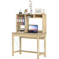 SCHREIBTISCH Eichenoptik mit integriertem Regal und Metallgestell 105/50/137,5 cm - Eichefarben, Holzwerkstoff (50/105/137.5cm) - PANGIVO