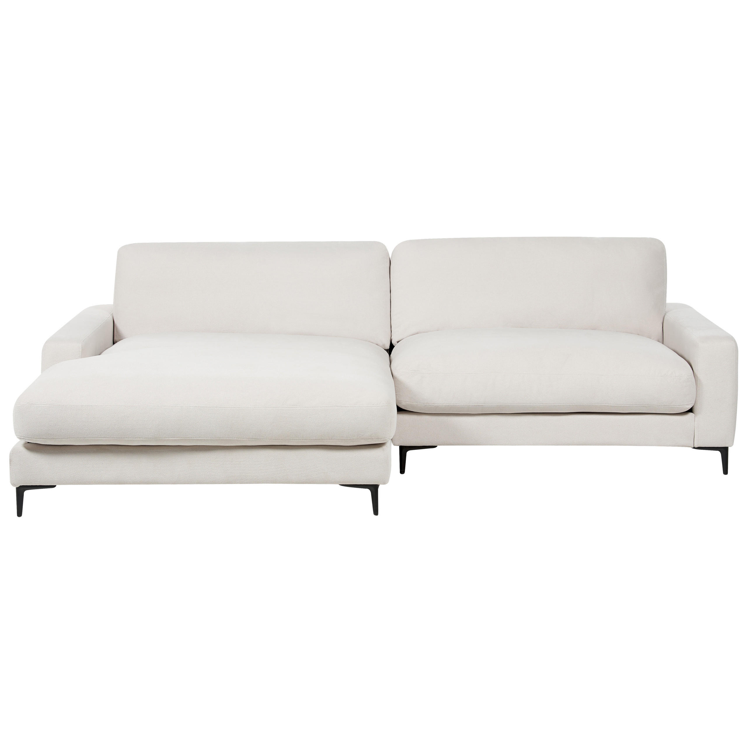 3-SITZER-ECKSOFA cremeweiß linksseitig Maloy - Schwarz/Weiß, Textil (272/189cm) - Beliani