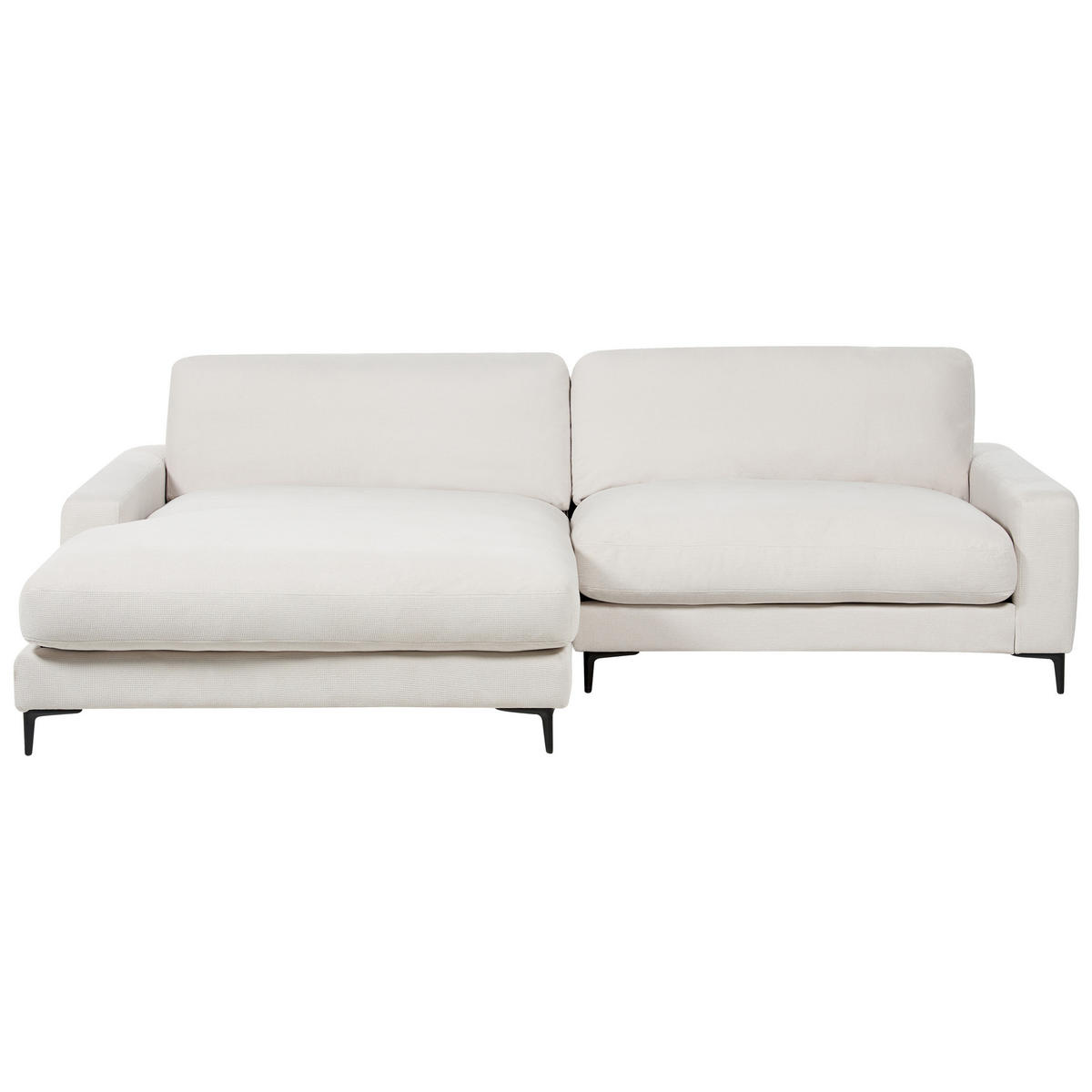 3-SITZER-ECKSOFA cremeweiß linksseitig Maloy - Schwarz/Weiß, Textil (272/189cm) - Beliani
