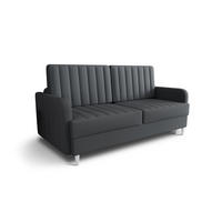 SCHLAFSOFA KONGO 08, Sofa mit Schlaffunktion, Farbe: Dunkelgrau, Velourstoff - Dunkelgrau, Textil (222/100/100cm) - O-Sofa