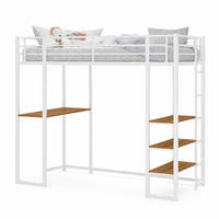 HOCHBETT mit Schreibtisch Metall Weiß - Weiß, Holz (90/190cm) - Meubliv