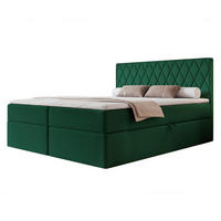 BOXBETT PONTI 160x200 cm Dunkelgrün (Samt) - mit 2 Bettkästen, Bonellmatratze und vertikaler Rautensteppung - Dunkelgrün, Holzwerkstoff/Textil (160/200cm) - Ravio