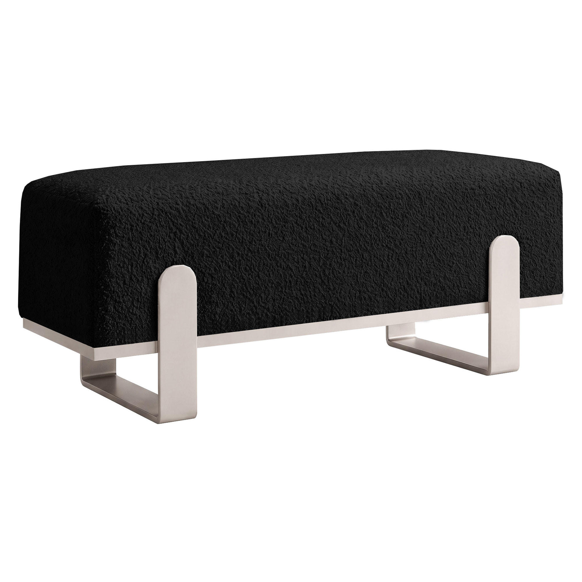 SITZBANK Melissa, Polsterbank 80 cm mit Metallgestell, Bouclé-Stoff, Schwarz+Kaschmir - Kaschmir/Schwarz, Metall (80/47/35cm) - Beautysofa