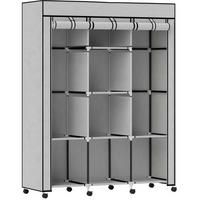 KLEIDERSCHRANK aus Stoff 125x43x162,5 cm Hellgrau mit 8 Fächern, 2 Kleiderstangen und Staubschutz - Hellgrau, Textil (125/162.5/43cm) - Modfu