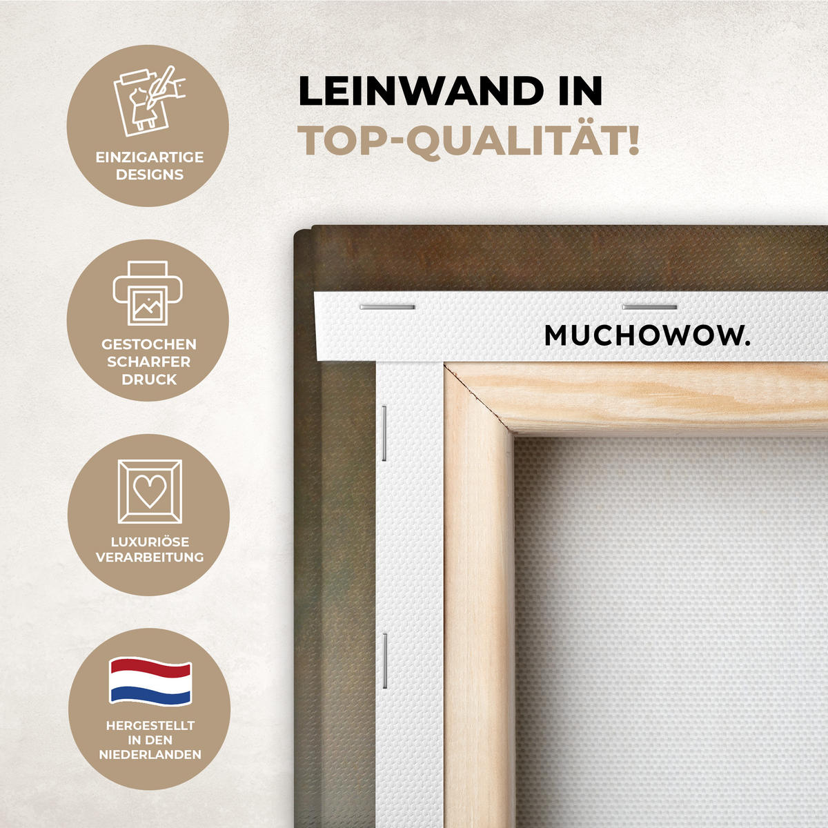 LEINWANDBILD Alte Meister - Blumen - Balthasar van der Ast Deko Wohnzimmer 20x20 cm - Hellbraun, Textil (20/20cm) - MuchoWow