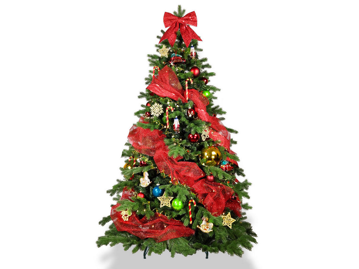 LAALU CHRISTBAUMKUGEL-SET 152 Stück in Luxusbox SYMBOL WEIHNACHTEN für Weihnachtsbäume 240-270 cm - Blau/Rot, Glas/Kunststoff (55/50/75cm) - LAALU