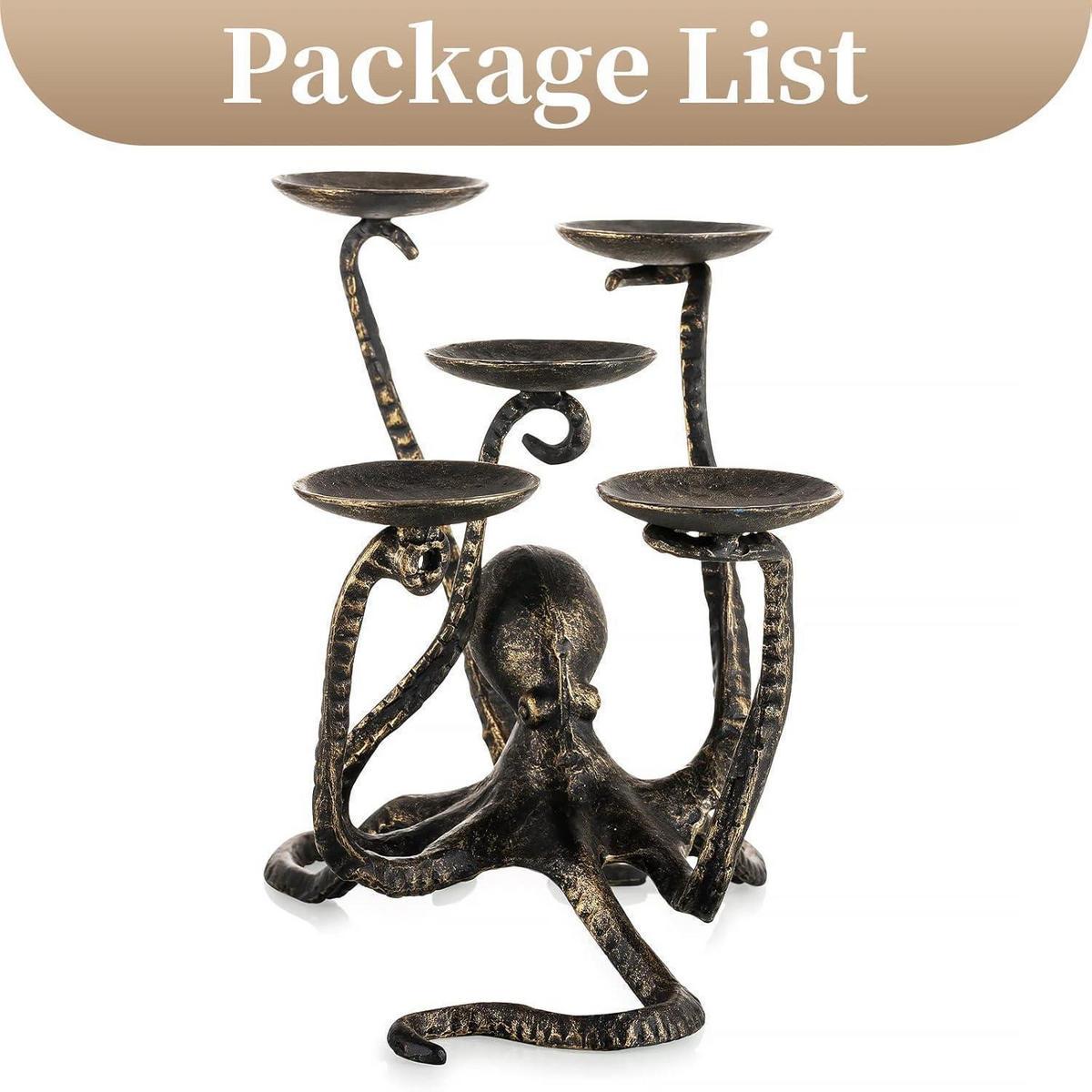 KERZENHALTER Oktopus Gusseisen Dunkelbronziert 30 cm - Bronzefarben, Metall (168/240/297cm)