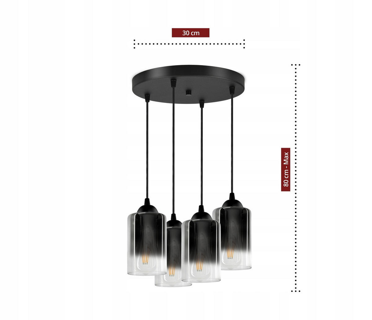 PENDELLEUCHTE GRAF - Transparent/Anthrazit, Glas/Metall (35/35/80cm) - kiki design