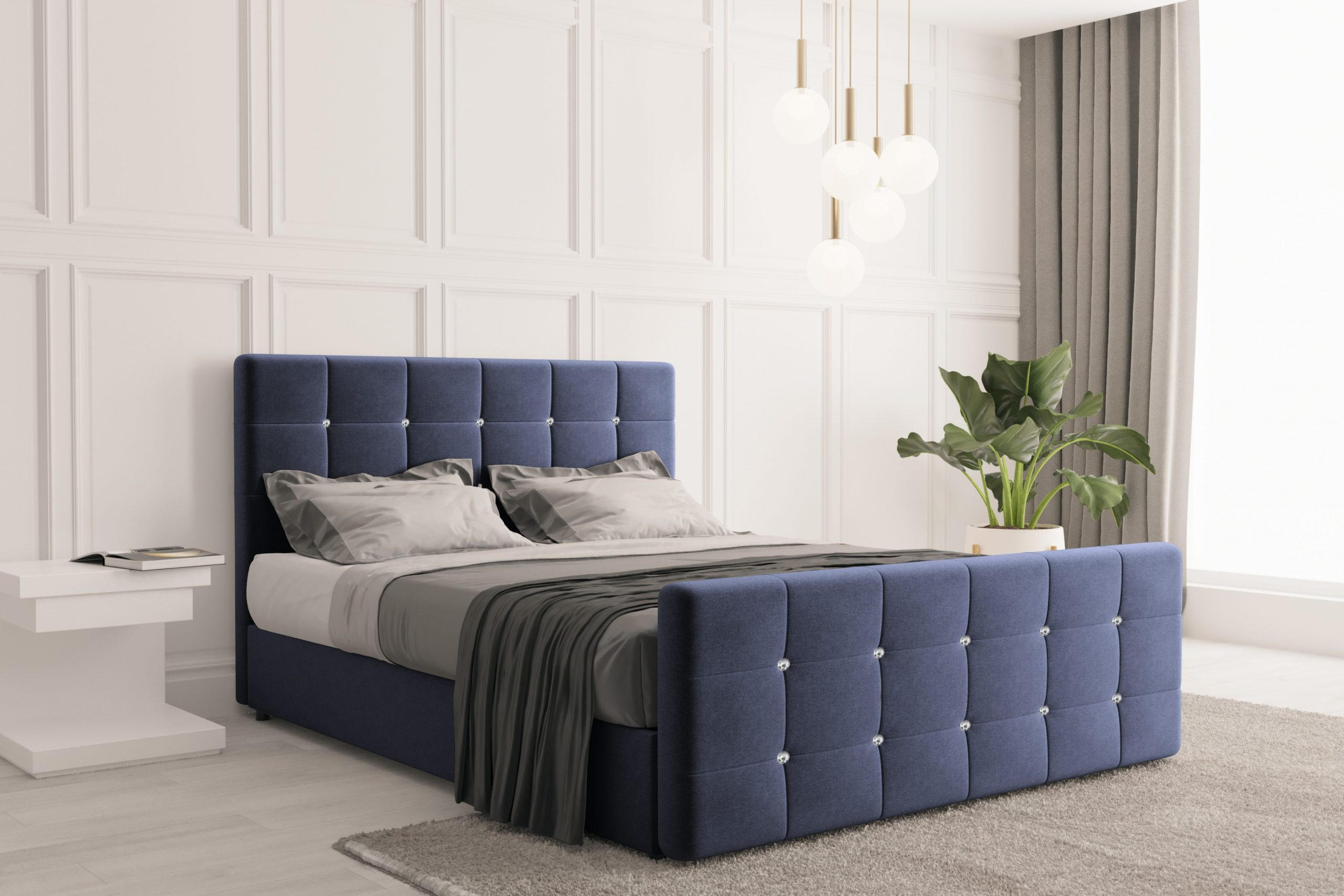 BOXBETT Mit Bettkasten Und Matratze Topper ROMA 120x200 cm Dunkelblau H2-Pocket - Dunkelblau, Holz/Holzwerkstoff (120/200cm) - Kaiser Möbel