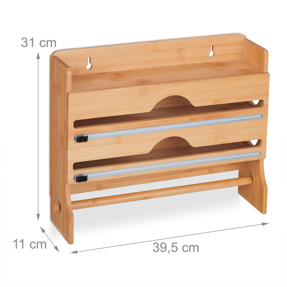 WANDROLLENHALTER - Hellbraun, Holz/Holzwerkstoff (39.5/31/11cm) - Relaxdays