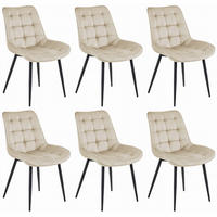 STUHL BARDI 6-er Set, Beige, Schwarz, mit Samtstoff gepolstert - Grün, Textil/Metall (43/90/51cm) - Komodee