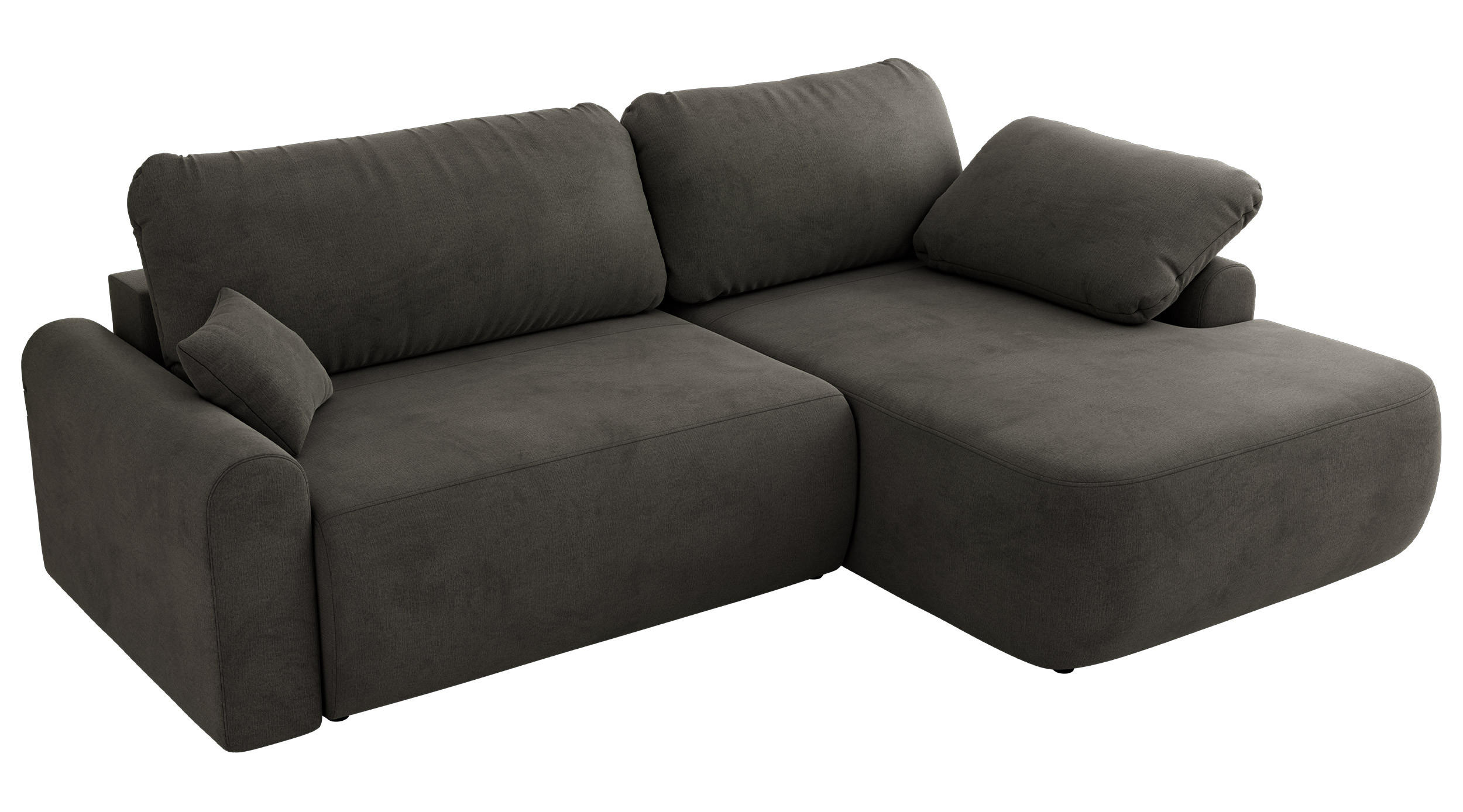 ECKSCHLAFSOFA CUBO L Dunkelgrau Velvet - rechts - Dunkelgrau/Schwarz, Kunststoff/Textil (187/273cm) - MKS