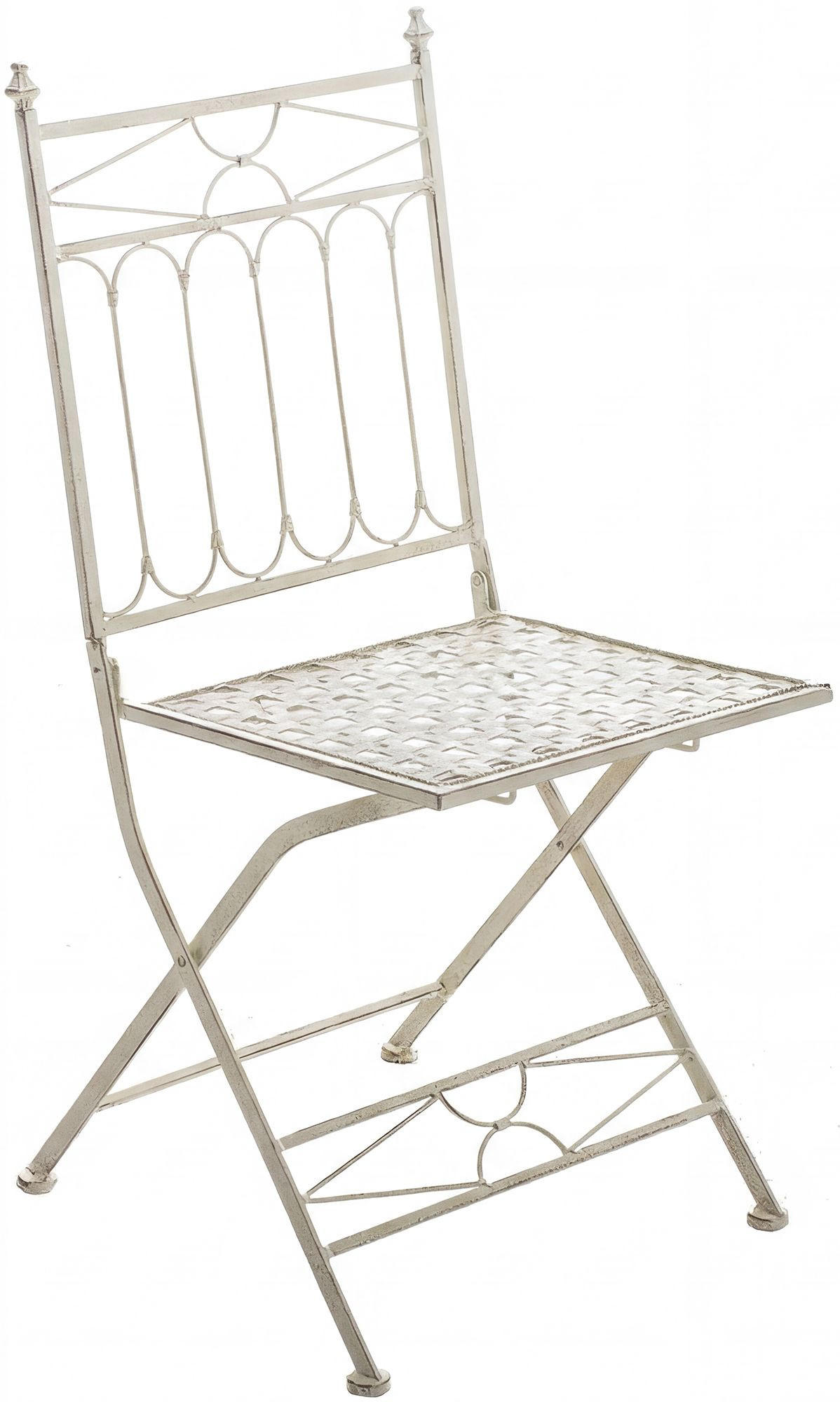 GARTENKLAPPSTUHL Metall Antik-Creme - Creme, Metall (40/95/40cm) - CLP