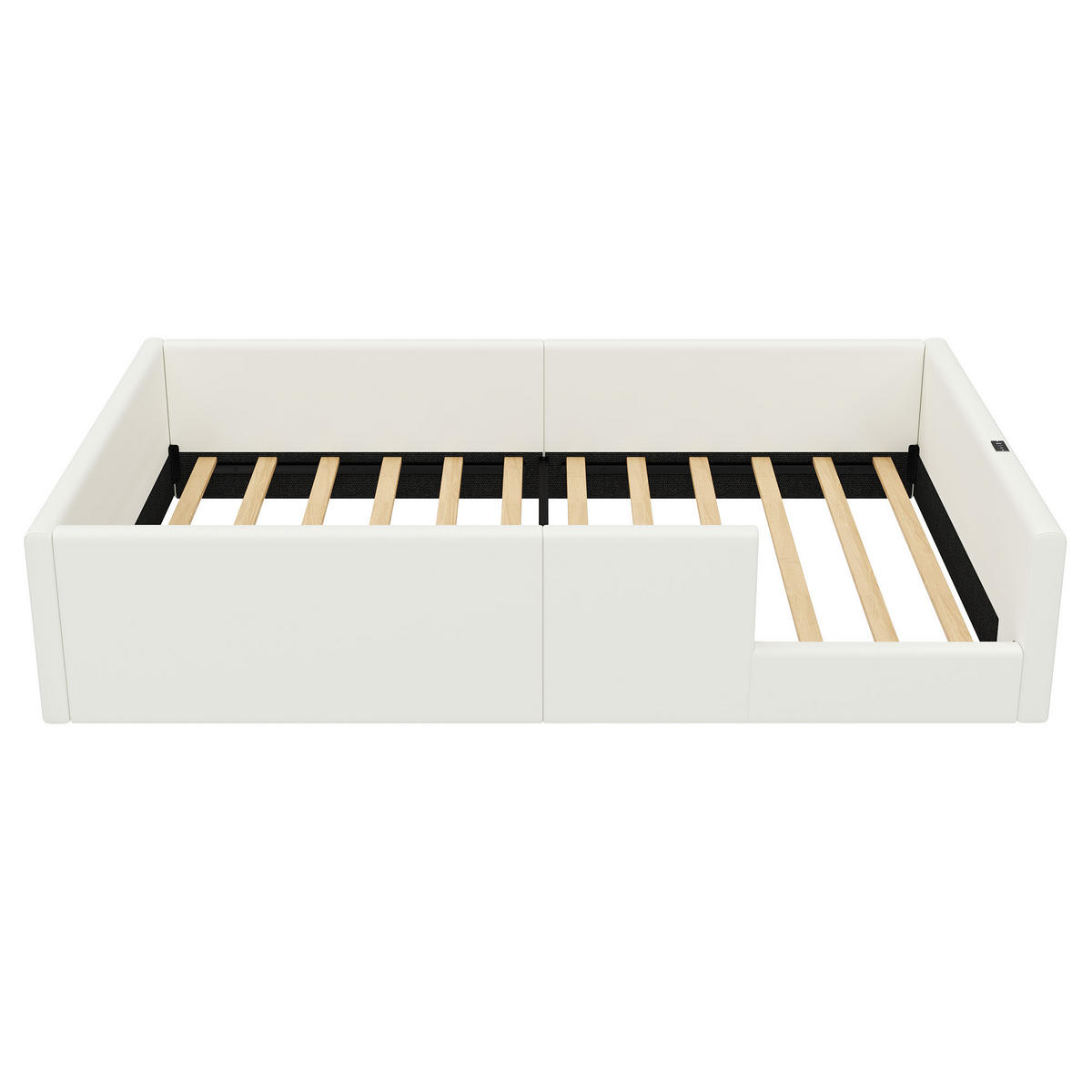 KINDERBETT 90/200 cm DE-03454, mit Schutzgeländer, in Weiß - Weiß, Holzwerkstoff (90/200cm) - ComfortXL