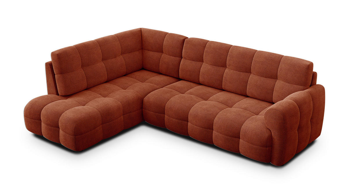 ECKSOFA MELLOW 5-Sitzer, dunkelorange - Dunkelorange/Schwarz, Holz/Textil (283/191cm) - Courtois Laville