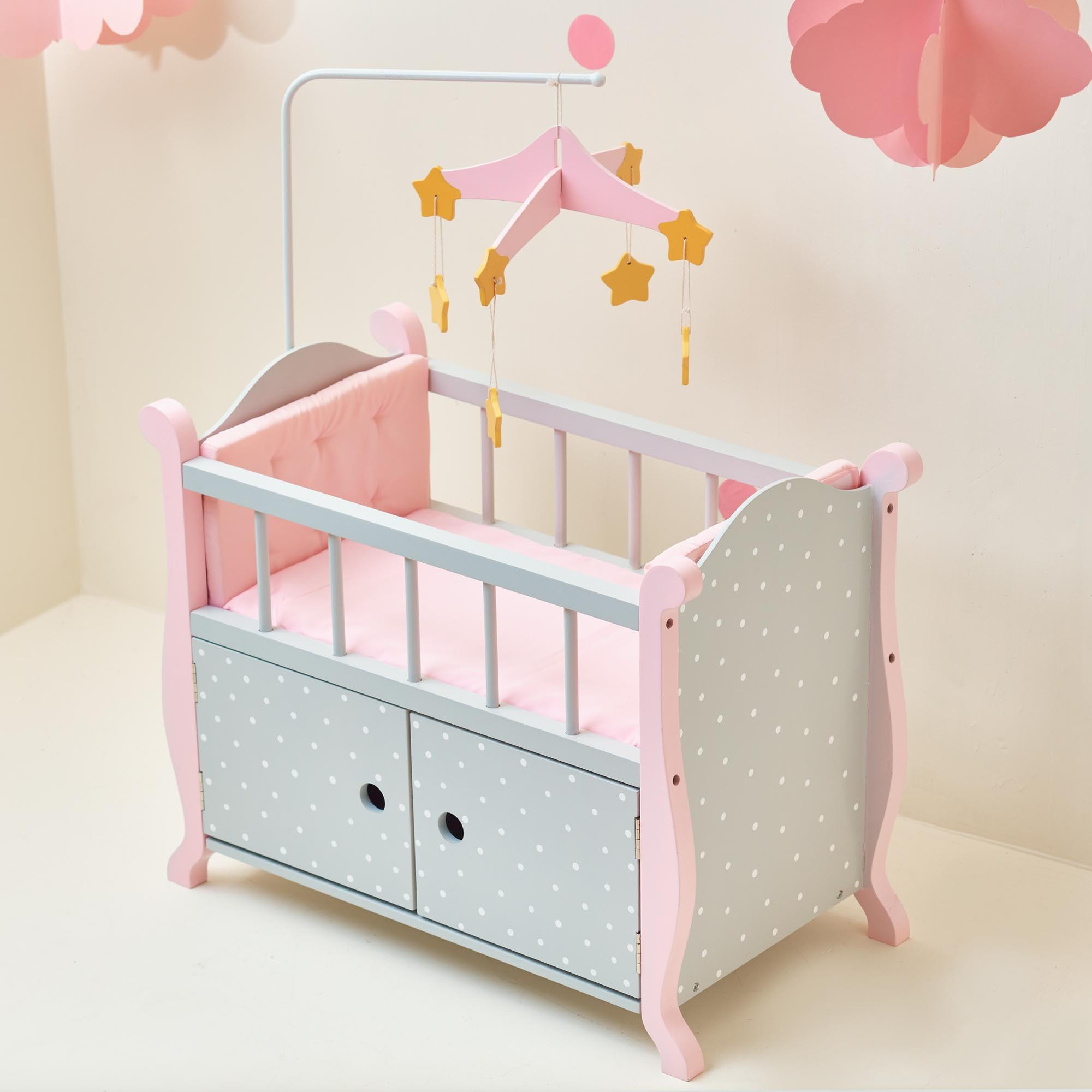 PUPPENBETT mit Lager, Grau, 79cm - Grau, Holzwerkstoff (31/79/57cm) - Teamson Kids