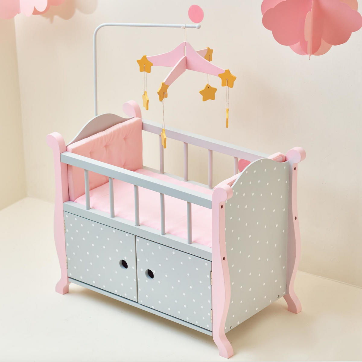 PUPPENBETT mit Lager, Grau, 79cm - Grau, Holzwerkstoff (31/79/57cm) - Teamson Kids
