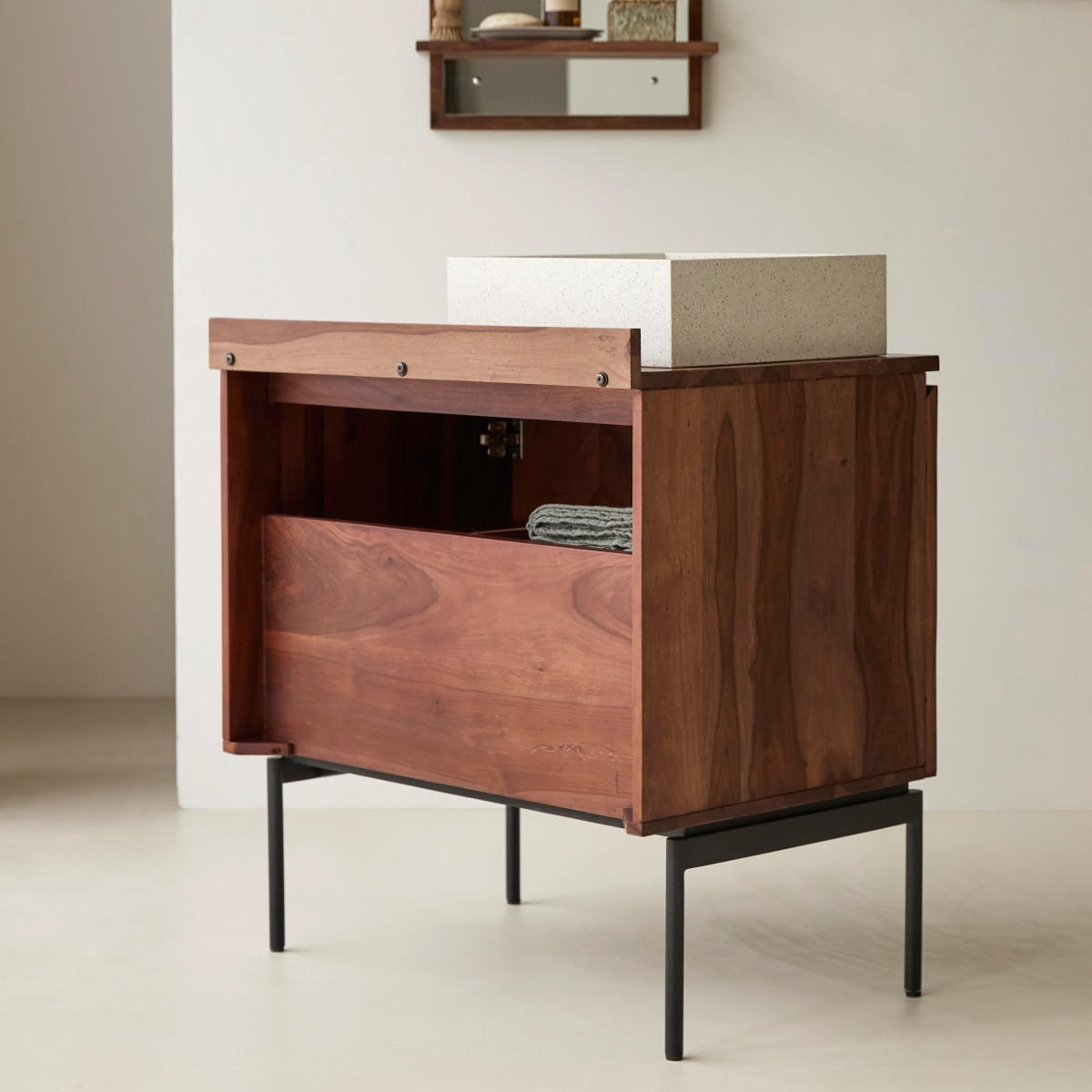 BADEZIMMERMÖBEL Ismaël Dunkelbraun aus Palisander - Dunkelbraun, Holz (80/88/57cm) - Tikamoon