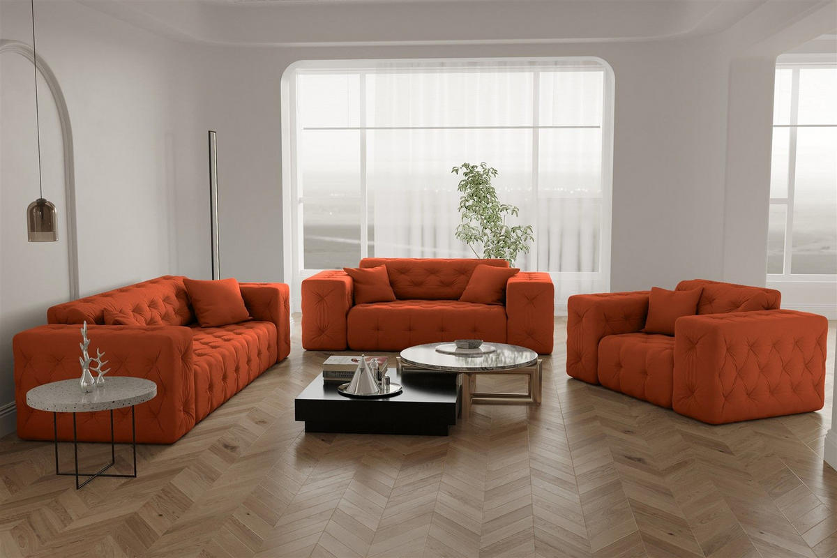 SESSEL Chantal - Orange, Holzwerkstoff/Textil (121/78/96cm) - Fun Möbel