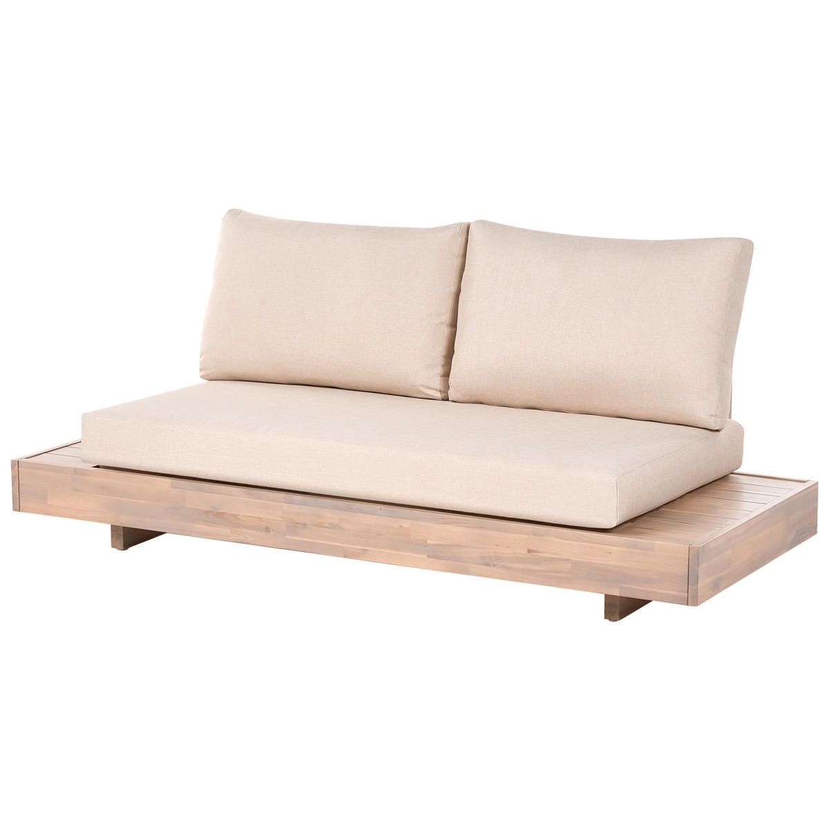 GARTENSOFA 2-Sitzer zertifiziertes Akazienholz Beige Marettimo - Hellbraun/Beige, Holz (167/70/68cm) - Beliani