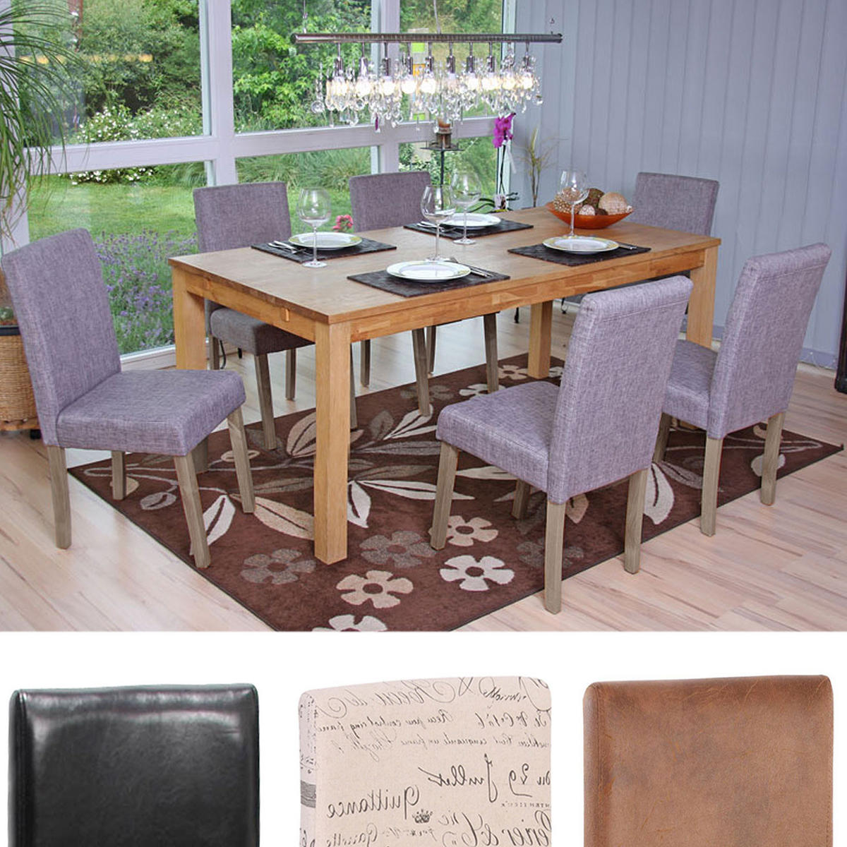 ESSZIMMERSTUHL 6er-Set klassisch und zeitlos 90x43x56cm Sitzhöhe 45cmTextil Beine Struktur - Eiche Grau - Grau, Textil (43/90/56cm) - CHEFGASTRO