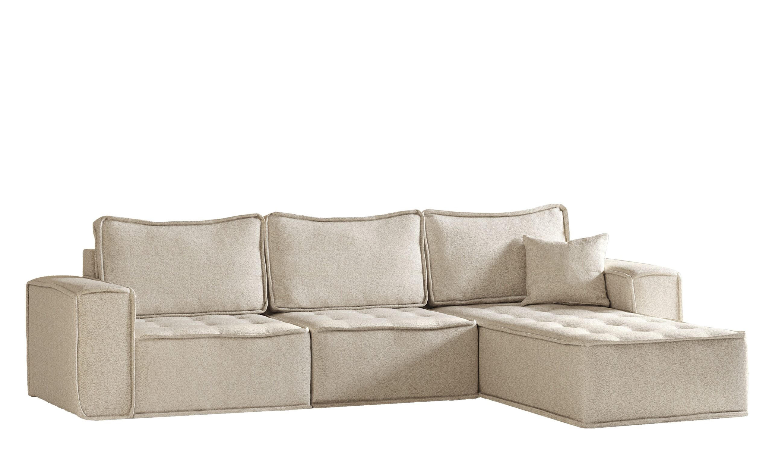 ECKSOFA L-förmige Bohoo-Maxi Champagner Rechts - Champagner, Holz (292/192cm) - Kaiser Möbel