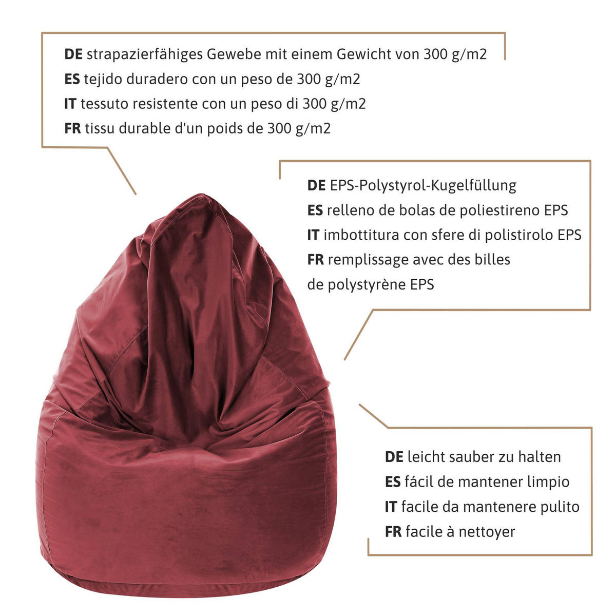 SITZSACK MIT FUßSTÜTZE Samtstoff 2-tlg Dark Shadow S - Dunkelgrau, Textil (70/105/70cm) - Dreamroots