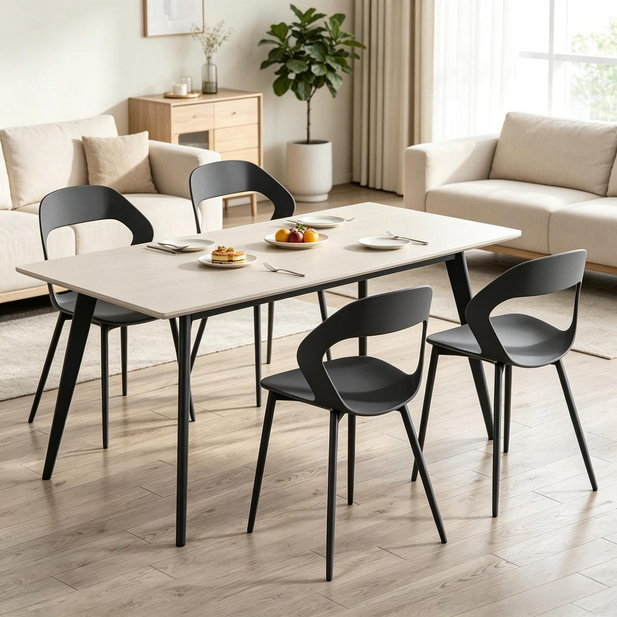 STUHL-SET DE-36242 4 Stück mit PP-Sitz Grau - Grau, Metall (44/83/51cm) - ComfortXL
