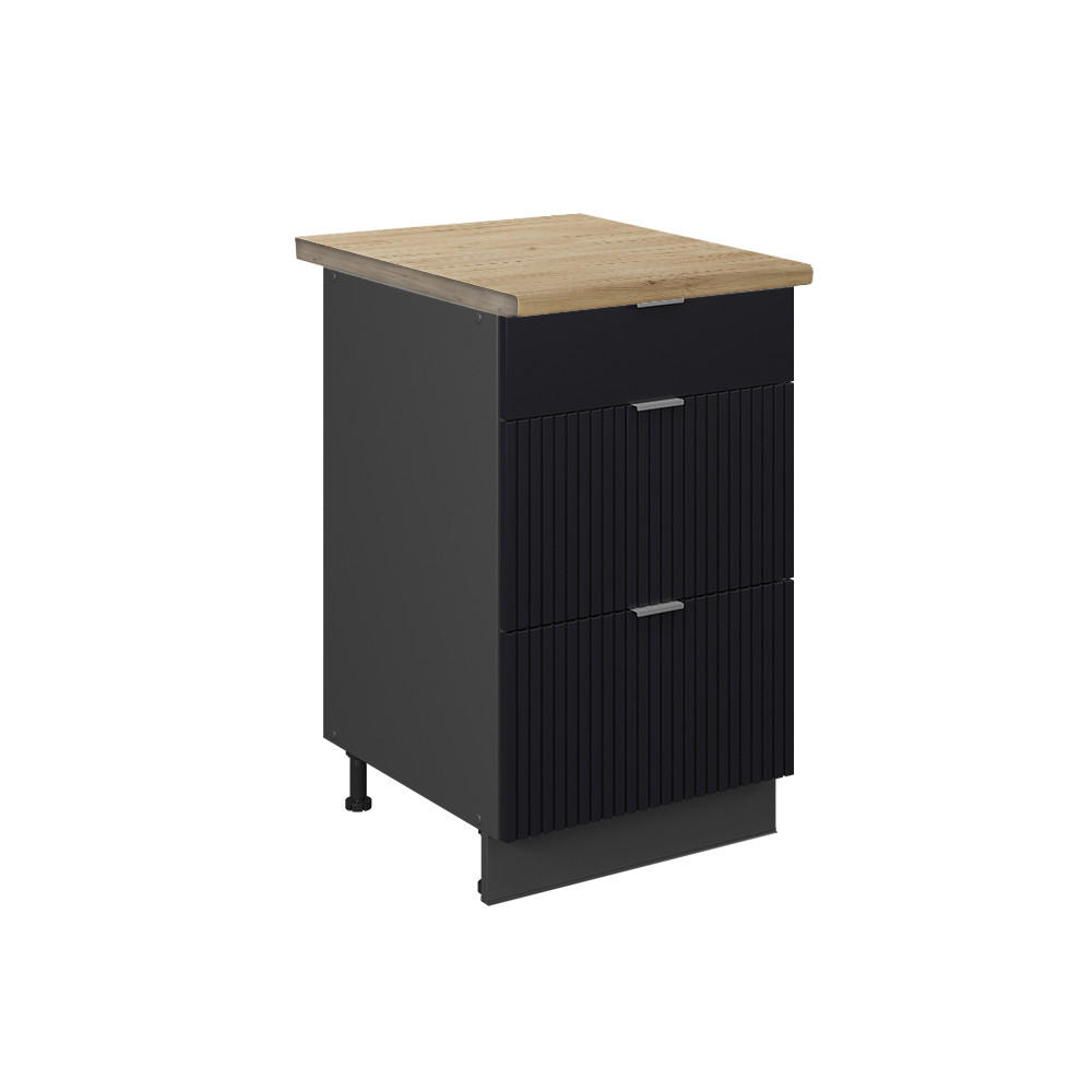 KÖKSUNDERSKÅP Fame-Line, Svart randig/antracit, 50 cm, AP Oak Svart, Antracit 82/50/60 cm
