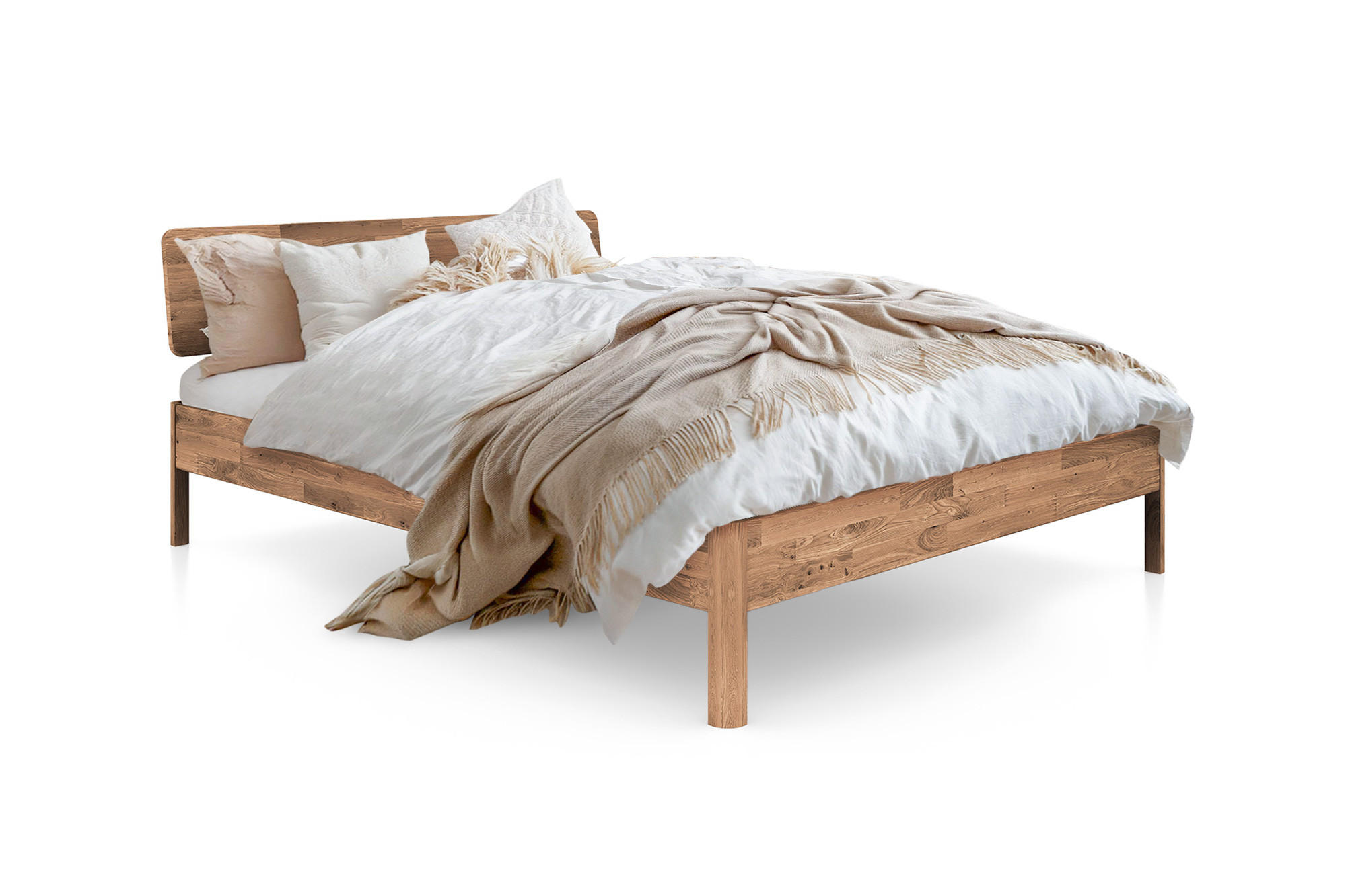 MASSIVHOLZBETT PENNY 200x200 MIT HOLZKOPFTEIL Wildeiche - Wildeiche, Holz (200/200cm) - byoak