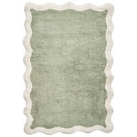 KOUPELNOVÁ PŘEDLOŽKA Zelená 60/90 cm Bavlna Nangal - zelená barva/béžová, textil (60/90cm) - Beliani