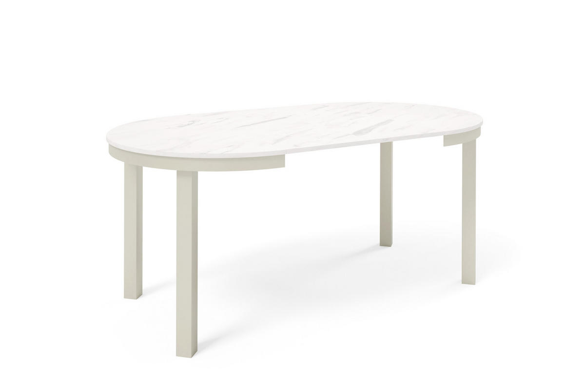 ESSTISCH BERNARDIN - Kaschmir/Weiß Hochglanz, Holzwerkstoff/Metall (100/100/76cm) - Meblini
