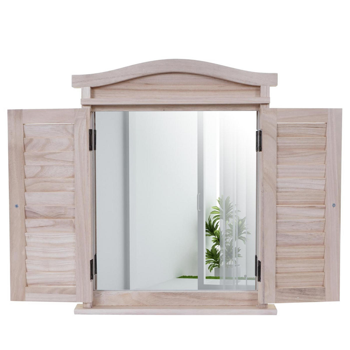 WANDSPIEGEL MIT FENSTERLÄDEN Braun - Braun, Holz (42/53/5cm) - MCW