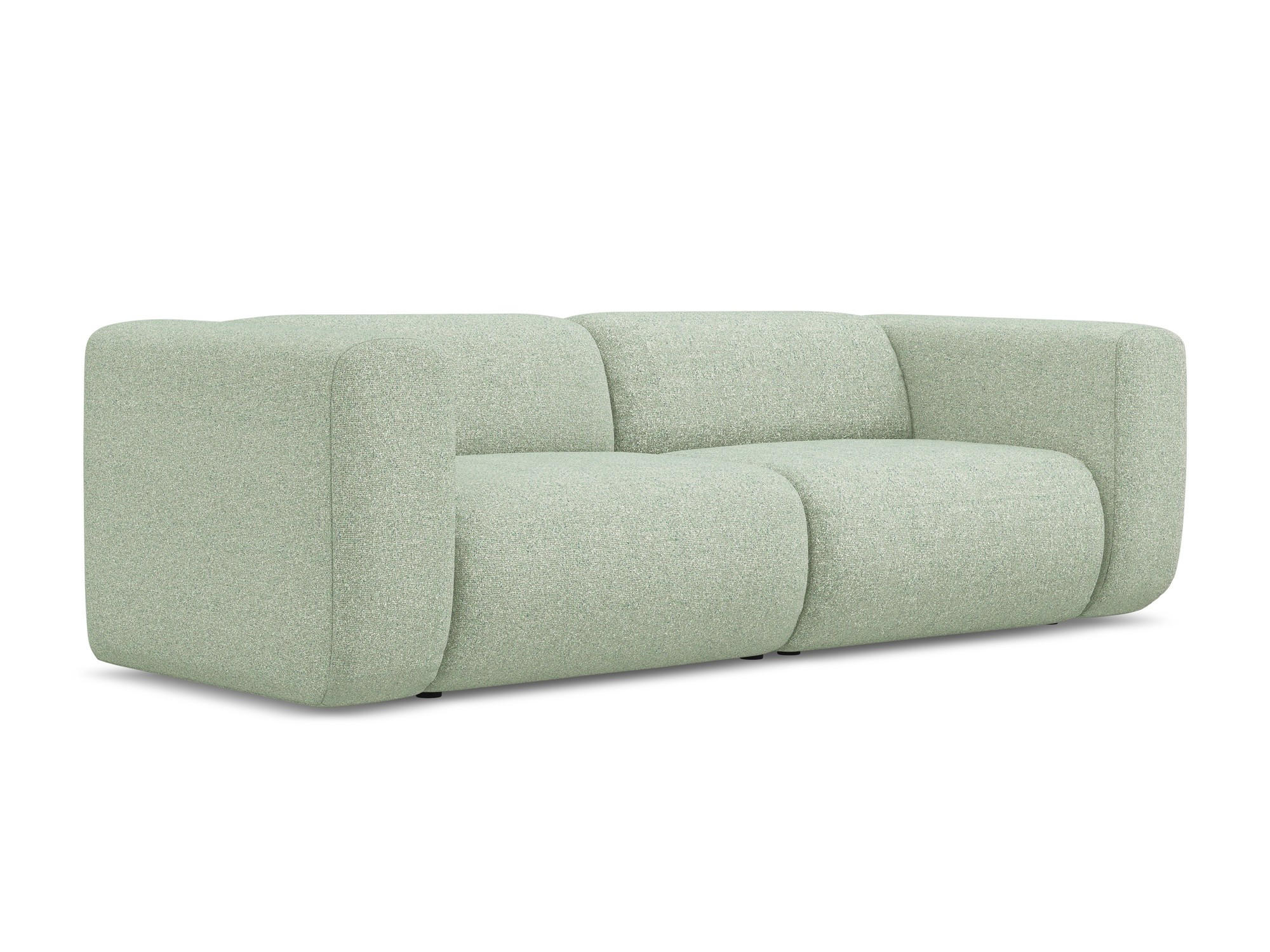 3-SITZER SOFA Strukturstoff Stoff Grün - Schwarz/Hellgrün, Kunststoff/Textil (228/70/89cm) - Makamii