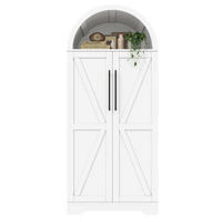HIGHBOARD Bogenschrank Weiß 165x70x40cm mit Türablagen & offenem Fach Landhausstil - Weiß, Holzwerkstoff (70/165/40cm) - Urban Meuble