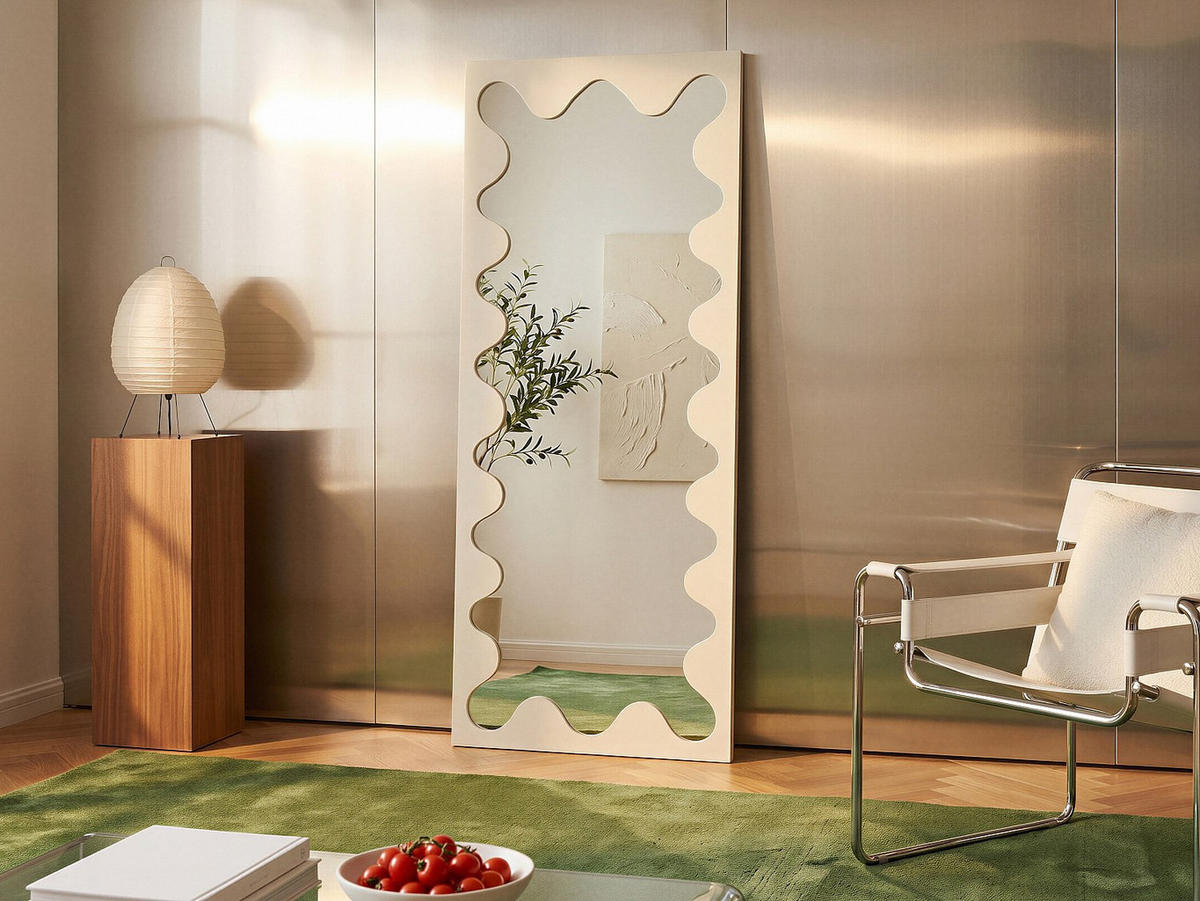 WANDSPIEGEL - 70 cm x 2 cm - holz - beige Gansu - Beige, Holz/Metall (70/160/2cm) - Vente-Unique