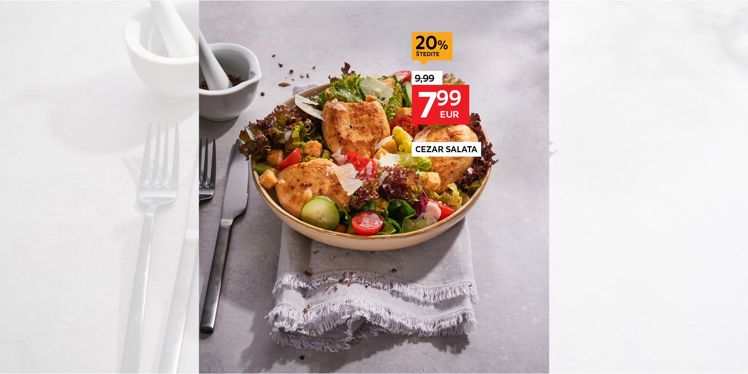Cezar salata umjesto 9,99€ nova cijena 7,99€ štedite 20%