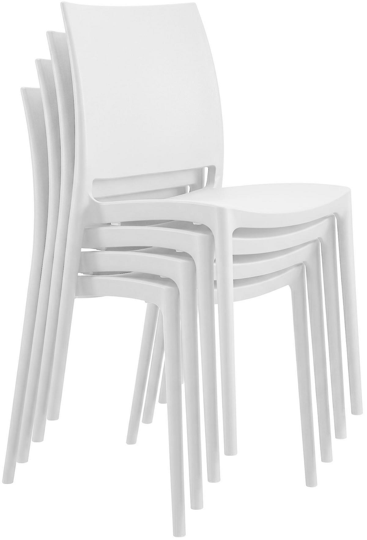 GARTENMÖBEL-SET Greta 4 Stühle 156x156x81cm Kunststoff Weiß Balkonset - Weiß, Kunststoff - DELUKE