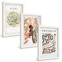 BILDER SET 3er Set - 20x30 cm Weißer Rahmen - Boho-Pastell-Minimalisten-Poster - Weiß, Kunststoff (20/30cm) - TULUP