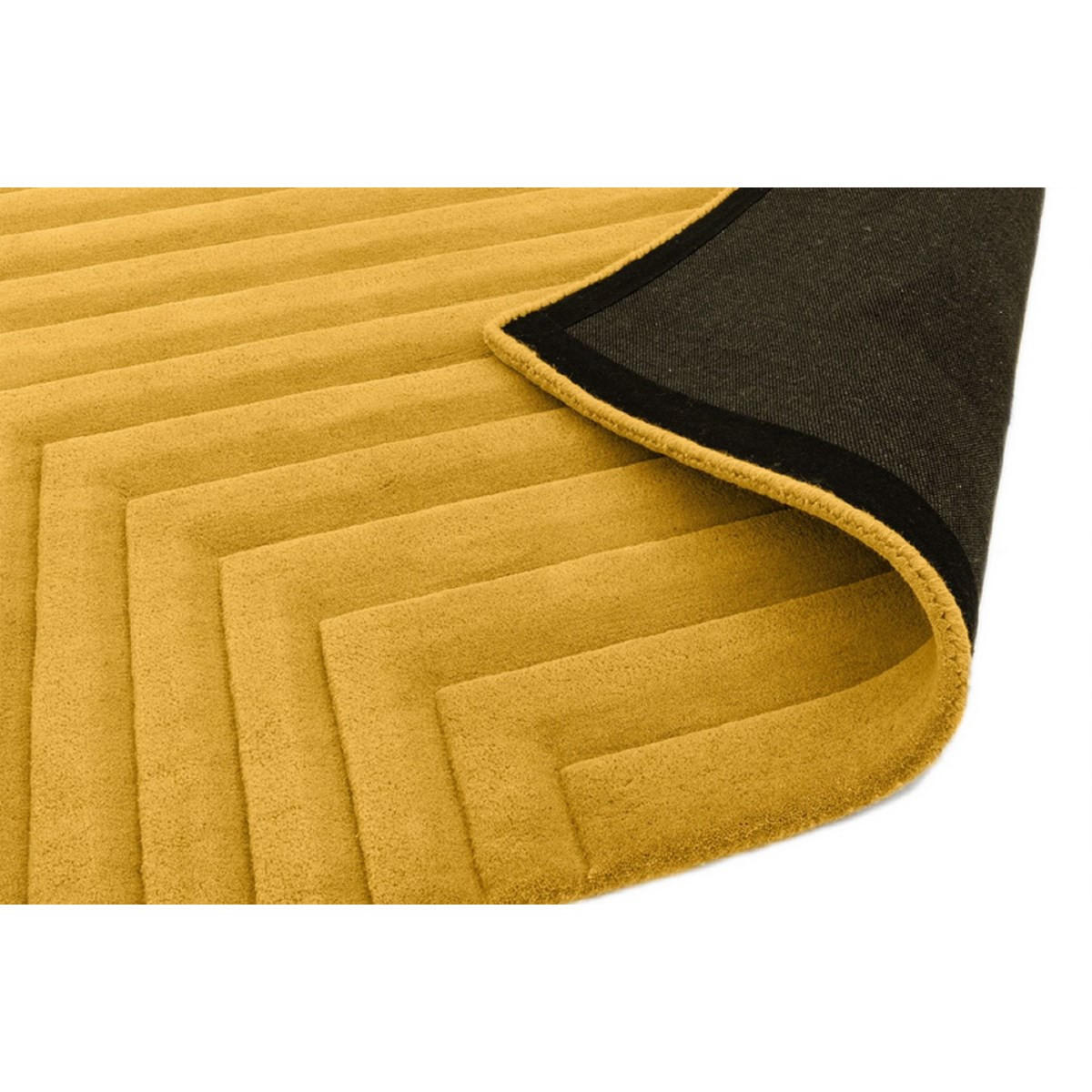 TEPPICH Einfarbiger aus reiner Wolle, handgetuftet, Reliefmuster SQUARE Gelb 160 x 230 cm - Gelb, Naturmaterialien (160/230cm) - Novatrend
